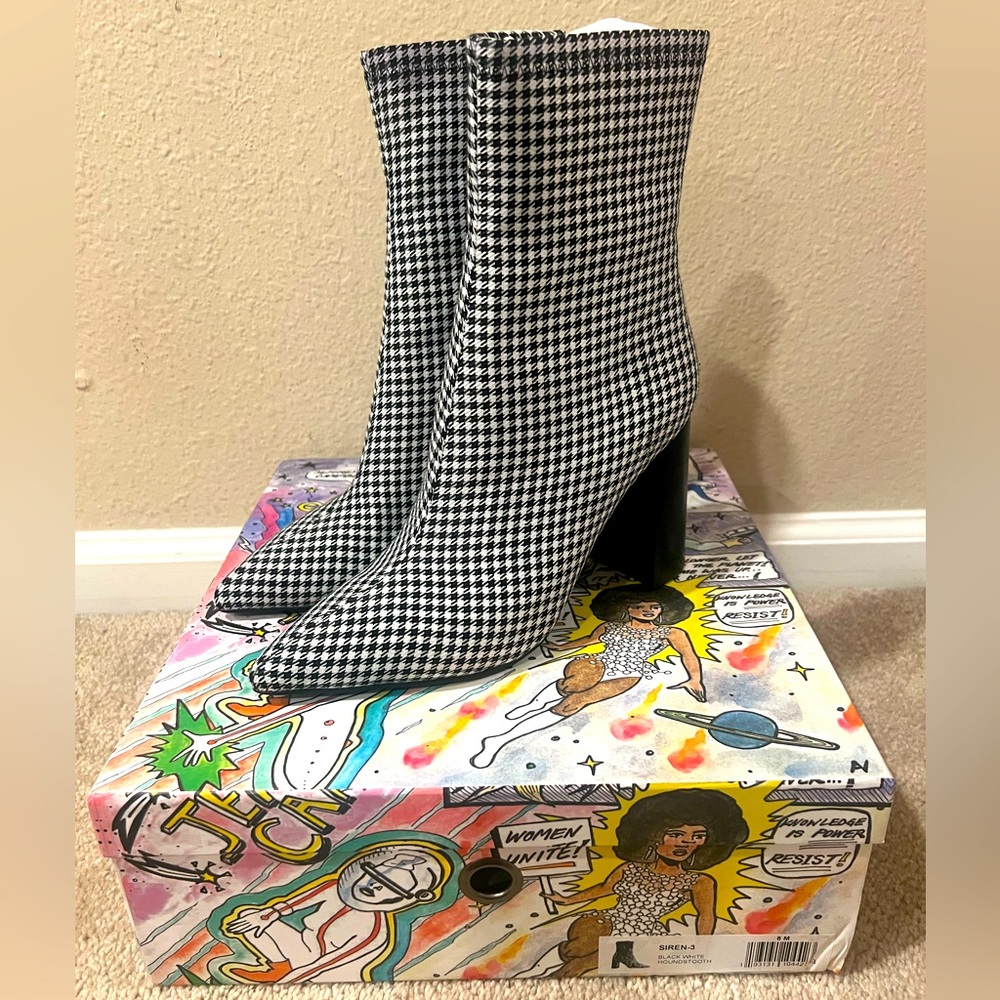NWT Jeffery Campbell Stylish Houndstooth Ankle Boots Nordstrom